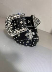 Latest Rhinestone Decorated Belt, Y2K Fully Rhinestone Bling Bling Belt, Cross Rhinestone Punk Belt, Sequin Rivet Punk Belt, Fashion Versatile - Multicolor - View 4