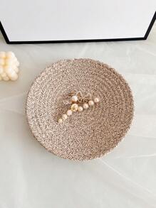 1pc Handmade Thick Rope Woven Multicolor Round Jewelry Display Tray, Creative Jewelry Storage Holder Ring Display Stand Organizer Storage Box Travel Back To School - Multicolor - View 1