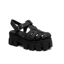 Women's Fisheman Tractor Spider Sandal High Open Closure - 黑色 - 查看 2