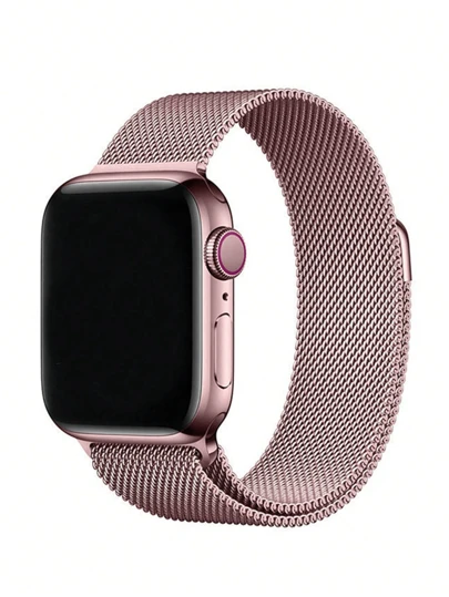 1pc Unisex Stainless Steel Milan Woven Magnetic Closure Apple Watch Band, Compatible With 45/49/38/40/41/42/44mm Series 1/2/3/4/5/6/7/8/SE