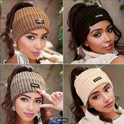 1pc Women Knitted Letter Headband, Outdoor Sports Sweat Absorbing Warm Hairband For Autumn/Winter