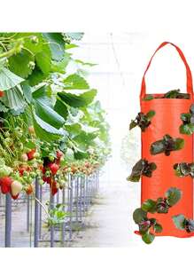 Bolsa de plantación vertical para fresas, bolsa colgante vertical tridimensional de PE para plantas, bolsa de plántulas con múltiples bocas para fresas