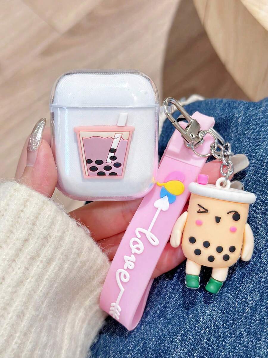 Vỏ bảo vệ tai nghe bằng silicon hình trà sữa hoạt hình vui nhộn của Apple tương thích với Airpods tương thích với Airpods1/2 AirPods Pro - Nhiều màu - Xem 1