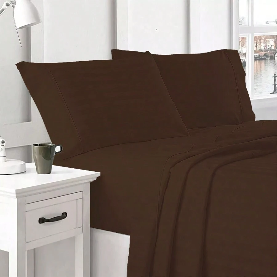 Cotton Touch Single Sheet Set, Ideal For Valentine's Day Gifts - 巧克力棕 - 查看 1