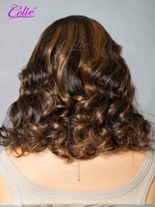 CELIE Celie Hair Glueless Loose Body Wave 2/30/27 Highlight With Skunk Stripe Short Bob Wig Pre-Cut 6*5 Lace Closure Wig