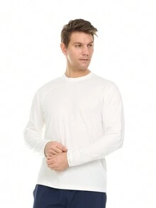 Heal+Wear Men Solid Round Neck Tee - Breathable Fabric, Lightweight, Durable, Minimalist Design, Ideal For Scrubs Or Outerwear - Clothing - White - View 5