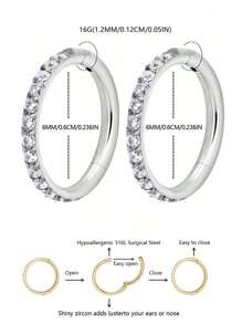 2 Chiếc/Nhẫn mũi mạ vàng chống dị ứng 316L cao cấp 16G/18G, có sẵn tùy chọn vàng và bạc, khảm Zirconia, phù hợp cho chạy thể thao và vòng kín không dễ rơi ra. Nhẫn màng đôi - Khuyên mũi thời trang cao cấp 2Psc - Xem 39