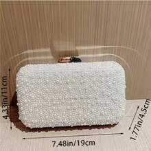 White Pearl Clutch Purses Women Pearl Evening Handbag Bride Pearl Evening Bag Party Clutch Women's Evening Handbag Pearl Clutch Purse Beaded Bag Bridal Clutch Wedding Purse Pearl Clutch For Party Date Formal - 白色 - 查看 2