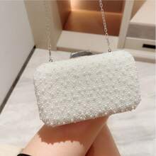 White Pearl Clutch Purses Women Pearl Evening Handbag Bride Pearl Evening Bag Party Clutch Women's Evening Handbag Pearl Clutch Purse Beaded Bag Bridal Clutch Wedding Purse Pearl Clutch For Party Date Formal - 白色 - 查看 6