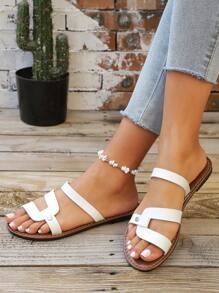 Women's Flat Slippers, Casual & Fashionable, Versatile, Comfortable Indoor/Outdoor Summer Beach Slide Sandals