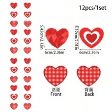 12 件 2025 新款套装粉色心形缝纫挂条，情人节主题派对装饰