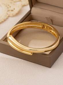 1 件蛇形设计简约金色金属开口袖口手镯，适合女性珠宝、派对、礼物和日常佩戴