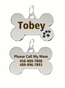 Customized Pet ID Tag With Engraving, Double-Sided Personalized Dog Name And Contact Info Label, Lovely Anti-Lost Dog Tag Cat Tag