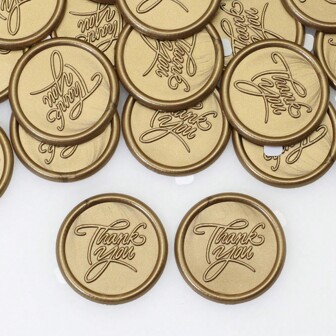 谢谢蜡封贴纸，30 张装蜡封贴纸信封婚礼邀请函封条，青铜金色/银色自粘蜡封贴纸，适用于派对、圣诞节、信封、礼品包装