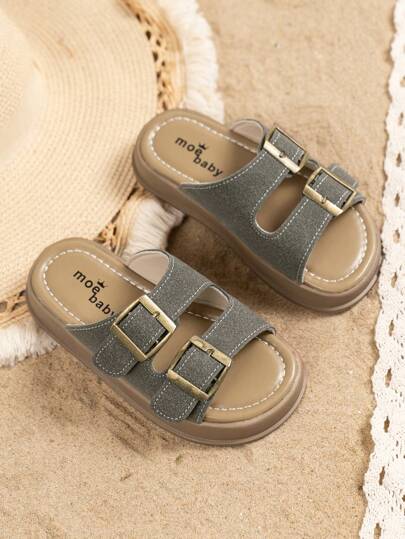 1 pereche de papuci cu talpă groasă pentru copii, sandale, pantofi plati, pantofi de plajă, băieți, fete, copii, în aer liber, papuci de modă retro, sandale anti-alunecare