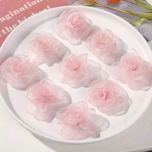 5 件装人造花装饰配件 DIY 工艺材料 适用于发夹和包包装饰 - 淺藍色 - 查看 3