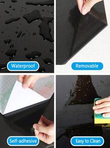 1 卷光面白色黑色粉色接触纸白色光面自粘纸光面防水厨房即剥即贴壁纸可移除乙烯基壁纸装饰厨房橱柜家具台面 - 黑色 - 查看 4