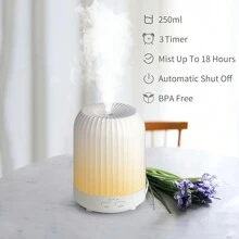 250ml Essential Oil Diffuser, Ultrasonic Aromatherapy Diffuser With Intermittent Timer, 7 LED Lights And Auto-Off Safety Switch