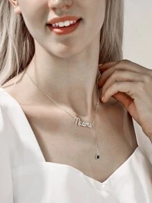 Personalized Birthstone Name Necklace, Custom Silver Stainless Steel Name Necklace, Script Name Necklaces, Mum Necklace, Personalized Christmas Gift For Her Valentine's Day Gift