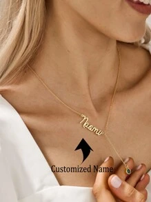 Personalized Birthstone Name Necklace, Custom Silver Stainless Steel Name Necklace, Script Name Necklaces, Mum Necklace, Personalized Christmas Gift For Her Valentine's Day Gift