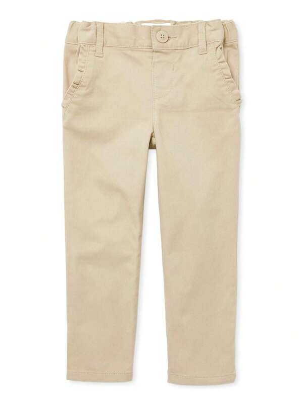The Children's PLACE Baby Girls Uniform Ruffle Side Stretch Slim Fit Mid Rise Chino Pants School Uniform Basic
