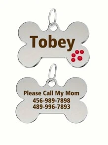 Customized Pet ID Tag With Engraving, Double-Sided Personalized Dog Name And Contact Info Label, Lovely Anti-Lost Dog Tag Cat Tag