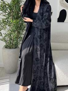1 Piece Of Fashionable Simple Gradient Floral Print Women's Robe Abaya, Elegant Dress Robe Abaya, Modest Kaftan