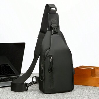 New Men's Shoulder Bag Versatile Outdoor Large Capacity Shoulder Crossbody Bag Korean Version Fashionable Sports Backpack Simple Casual Men's Chest Bag Suitable For Teen Summer Casual Outdoor Athletic Or Vacation Travel Or Graduation Gifts Or Birthday Dress Accessories
