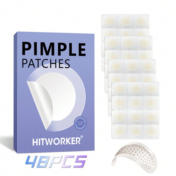 48 Pieces Of Microneedle Acne Patches, 12 Pieces Of Microneedle Concealer Patches. Gentle And Non-Irritating Acne Patches, Cover Acne And Blemishes - Round Concealer Patches, Waterproof And Breathable, Daily Facial Use, Facial Skin Concealer Care Personal Care Essentials, Easy To Carry, Suitable For Travel