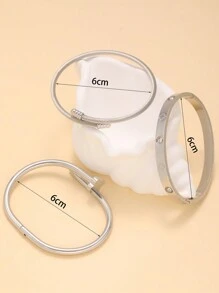 3 pièces Set de Bracelets Joncs Argent Brillant avec Ornements en Zircone Quatre Feuilles de Trèfle, Convient pour le Port Quotidien des Femmes