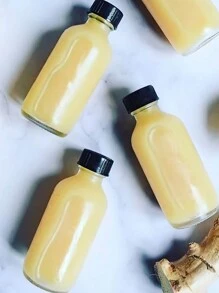 8 gói 4oz Chai thủy tinh trong suốt nhỏ đựng chất lỏng, Wellness Ginger Shot có nắp, Chống rò rỉ, Chai mini du lịch đựng nước ép, Bình đựng đồ uống 60ml/120ml có phễu, Bình đựng nước, Dùng ngoài trời, Cắm trại - Trong suốt-8pack - Xem 8