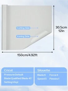 升华热转印乙烯基卷 - 30.5CMX150CM / 12InX4.92Ft，有深色/浅色面料可供选择，适用于深色和浅色面料热转印膜，非常适合 T 恤、包、帽子和枕头