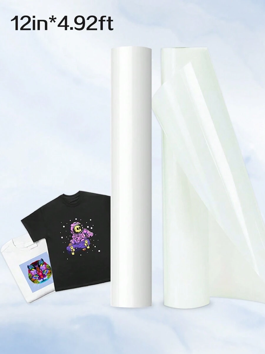 升华热转印乙烯基卷 - 30.5CMX150CM / 12InX4.92Ft，有深色/浅色面料可供选择，适用于深色和浅色面料热转印膜，非常适合 T 恤、包、帽子和枕头