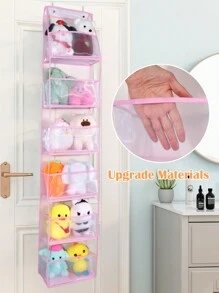 1 件 6 层门上悬挂式收纳袋，化妆品壁挂式储物袋，大容量网状支架，带透明口袋悬挂式储物袋，适用于厨房育儿室浴室壁橱、卧室、宿舍、婴儿尿布、儿童玩具。（6 层多色） - 彩色 - 查看 2