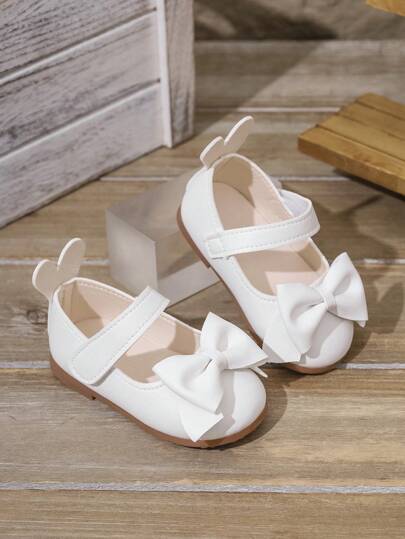 女童时尚优雅蝴蝶结装饰平底鞋，适合表演、派对、春秋季