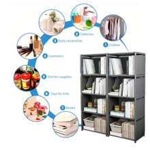 4-Tier Modern Storage Rack 5-Cubes Book Shelf Bookcase Display Unit Organizer 125x41x28cm(Fabric Cannot Be Placed With Heavy Objects) - Grey - View 11