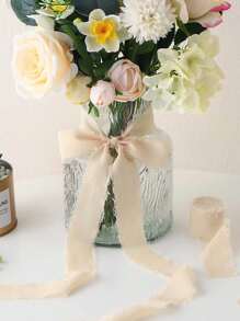 1.5 Inch X 16.4 Ft Beige Satin Ribbon, Christmas Chiffon Ribbon, Christmas Gift Ribbon Set, Suitable For Wedding Decoration, Wedding Invitations, Bouquet Wrapping, Fresh Flowers, Bridal Bouquet, DIY Crafts - Beige - View 7