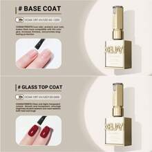 XEIJAYI XEIJAYI 2Pcs 15Ml New Model Base Coat And Top Coat No Wipe Gel Nail Polish UV LED Soak Off Top Gel Glossy Sealer Shiny Varnish For Manicure Salon DIY