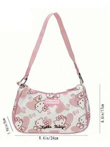 Sanrio 1 pieza Monedero con correa, bolso bandolera, monedero, bolso de mano de personaje de anime Kitty Cat con licencia oficial de Sanrio Hello Kitty, estilo de dibujos animados delicado y kawaii