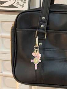 Christian Themed Cross, Heart And Flower Charm Keychain - Suitable For Wallet, Backpack, Earphone Case Decoration, With Keyring, Applicable For Luggage And Car - Integrated Ornament Combining Floral And Romantic Elements, Ideal For Women's Day Gift, Faith Jewelry Pendant Decoration, Multifunctional Mountaineering Keychain, Unique Stationery, Backpack Accessory, Perfect Birthday Gift And Educational Tool - Multicolor - View 3