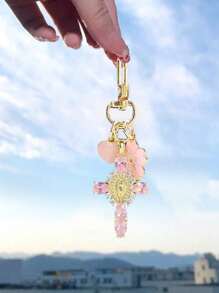 Christian Themed Cross, Heart And Flower Charm Keychain - Suitable For Wallet, Backpack, Earphone Case Decoration, With Keyring, Applicable For Luggage And Car - Integrated Ornament Combining Floral And Romantic Elements, Ideal For Women's Day Gift, Faith Jewelry Pendant Decoration, Multifunctional Mountaineering Keychain, Unique Stationery, Backpack Accessory, Perfect Birthday Gift And Educational Tool - Multicolor - View 6