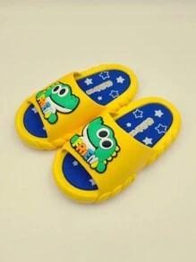 1 par de chanclas abiertas con diseño de dibujos animados para niños, hechas de PVC, cómodas y antideslizantes para interiores, exteriores, hogar, baño, verano