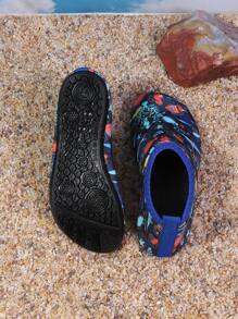 1 双男童黑色恐龙橡胶防滑沙滩水鞋，软底透气赤脚鞋和婴儿学步鞋 - 藍色 - 查看 4