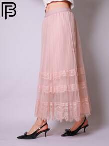Gonna in tulle con ricamo floreale in morbido filato di rete, per daylie forti, outfit da donna adatto per autunno/inverno