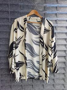 Women's Kimono Blouse Cardigan Kimono Dune Beach Cover-Up New Year Red And Yellow - 黑與白 - 查看 1