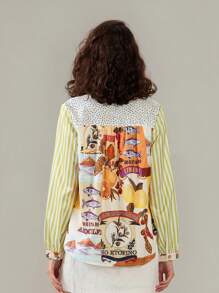 Women Button Down Shirt Casual Fashion Print Long Sleeve Blouse Tops For Streetwear Aesthetic Clothes