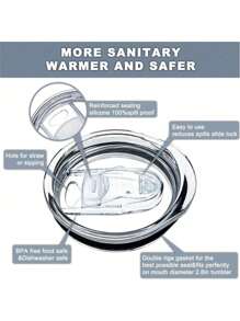 1/2个20盎司/30盎司细长型保温杯替换盖，2.75英寸杯口防漏防溅硅胶滑动盖，可搭配吸管使用 - 彩色 - 查看 5