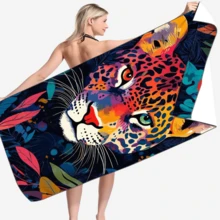 1 pièce Serviette de plage en fibre ultra-fine à motif de point, serviette de plage à séchage rapide, serviette absorbante pour la transpiration quotidienne, serviette de bain à impression numérique pour la plage, l'hôtel, la natation, les activités de plein air et la fitness. Grande serviette de bain