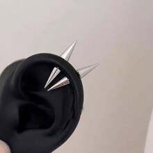 2 件装长尖螺旋穿孔耳环耳洞朋克身体饰品耳朵 - 銀色 - 查看 8