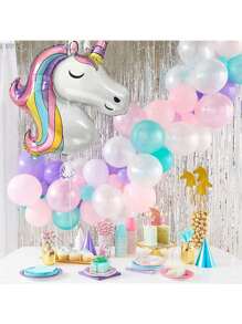 Globos de unicornio - Decoración de fiesta de cumpleaños de unicornio - Conjunto de globos de papel de aluminio - Macarons y globos de unicornio para boda, fiesta de cumpleaños, festival de música, suministros navideños